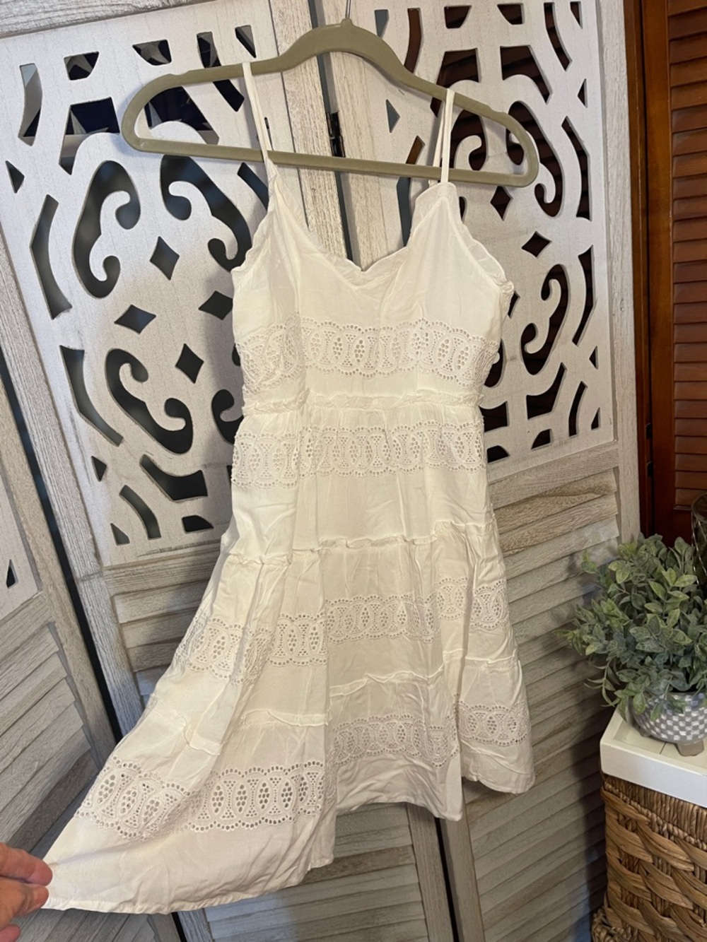 Jessica Simpson White Cotton Eyelet Mini Sundress